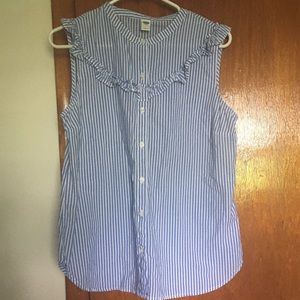 Old Navy ruffle striped sleeveless blouse